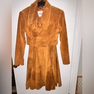 LEATHER AND SUEDE JACKET/SKIRT SET